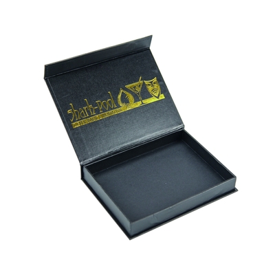 Περιβαλλοντικά φιλικό Custom Printed Logo Gold Hot Stamping Package Μαύρο κουτί δώρων με μαγνητικό καπάκι